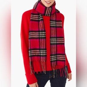 Kate Spade Foliage Plaid Woven Scarf in Heirloom Tomato NWT